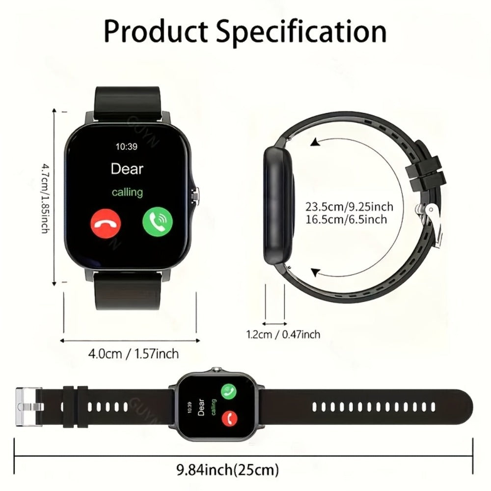 Smart Watch 1.83-Inch Full Touch Display with Wireless Calling, 180mAh Battery and Three-Strap Set