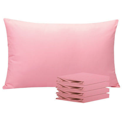 Pillowcases 4 Pack Queen 20x30 – Brushed Microfiber Soft Wrinkle-Free Fade-Resistant Envelope Closure Solid Color 32 Colors