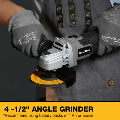 Brushless Angle Grinder for Dewalt 20V Battery - 4-1/2 Inch 9000 RPM with Grinding Wheels, Start & Safety Brake for Grinding