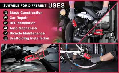 Cordless Electric Wrench QUAGGA 12V - 45Nm High Torque 3/8" Rechargeable Ratchet Wrench with Battery & Charger for Automotive