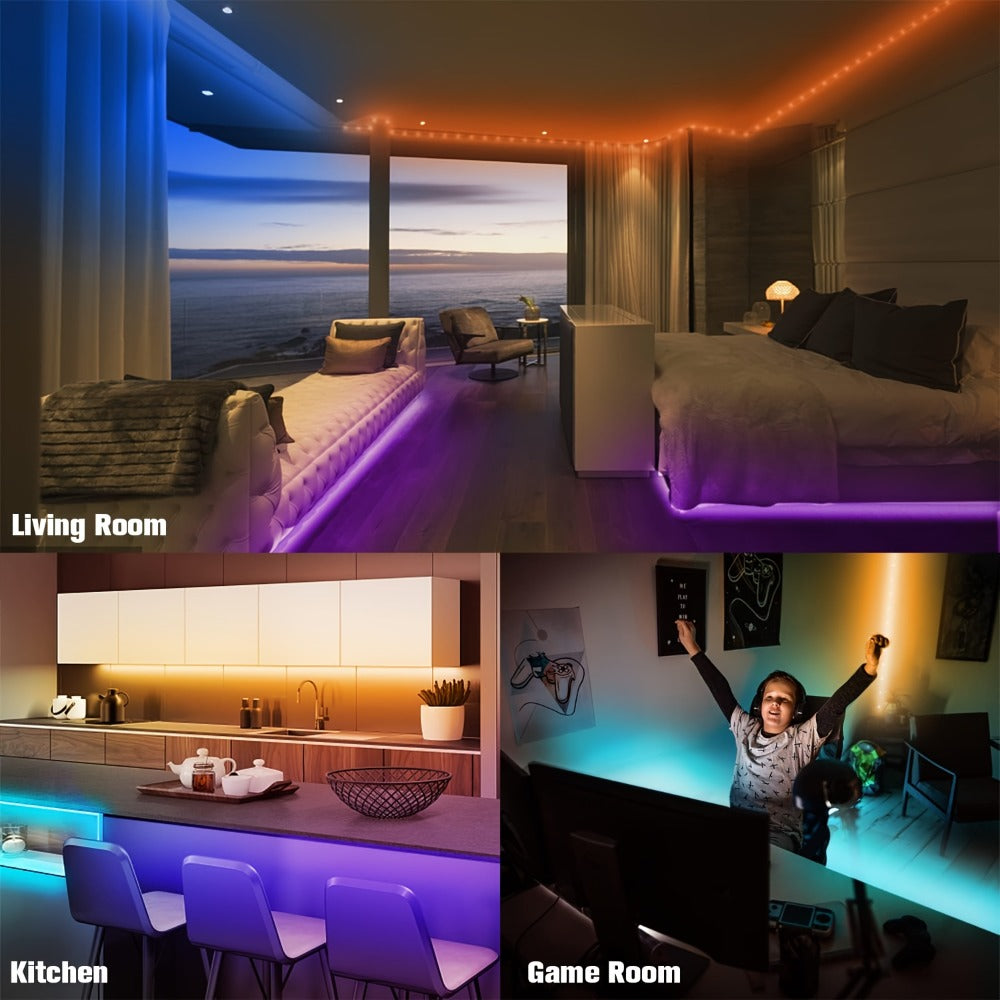 LED Strip Light RGB USB-Powered Room Kit in 16.4ft, 49.2ft or 98.4ft with App and 44-Key Remote