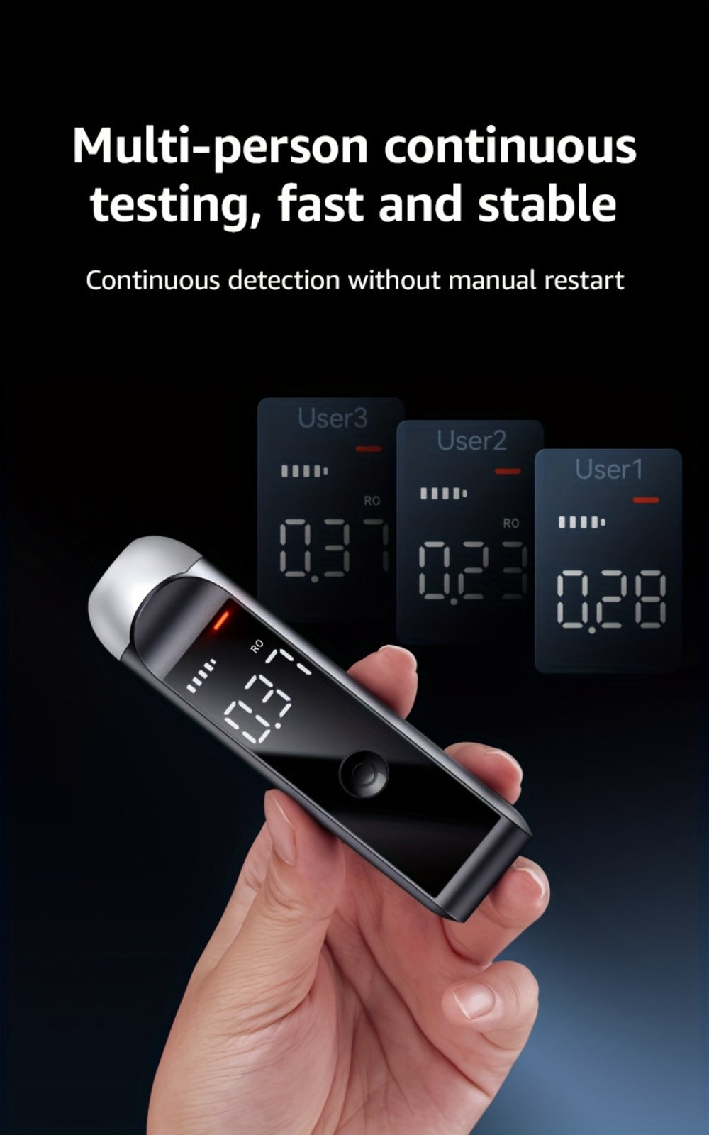 Rechargeable Breathalyzer Alcohol Tester, Professional Digital Breath Alcohol Detector, Portable Personal Breathalyzer with LCD Display