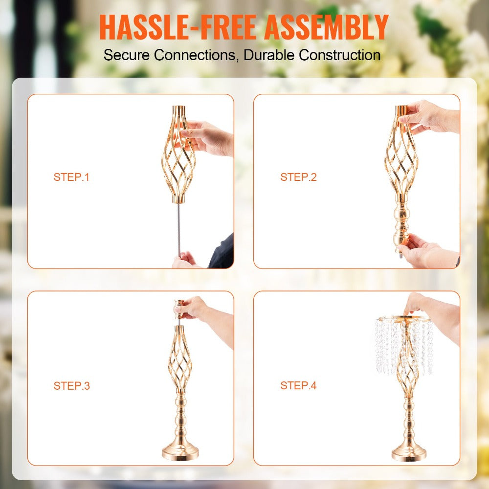 Wedding Flower Stand Vase Gold Crystal Centerpiece Tall Floral Stand for Party Table Decor for Entryways, Bedrooms and Living Spaces