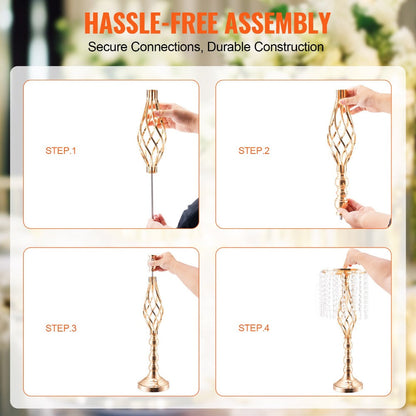 Wedding Flower Stand Vase Gold Crystal Centerpiece Tall Floral Stand for Party Table Decor for Entryways, Bedrooms and Living Spaces