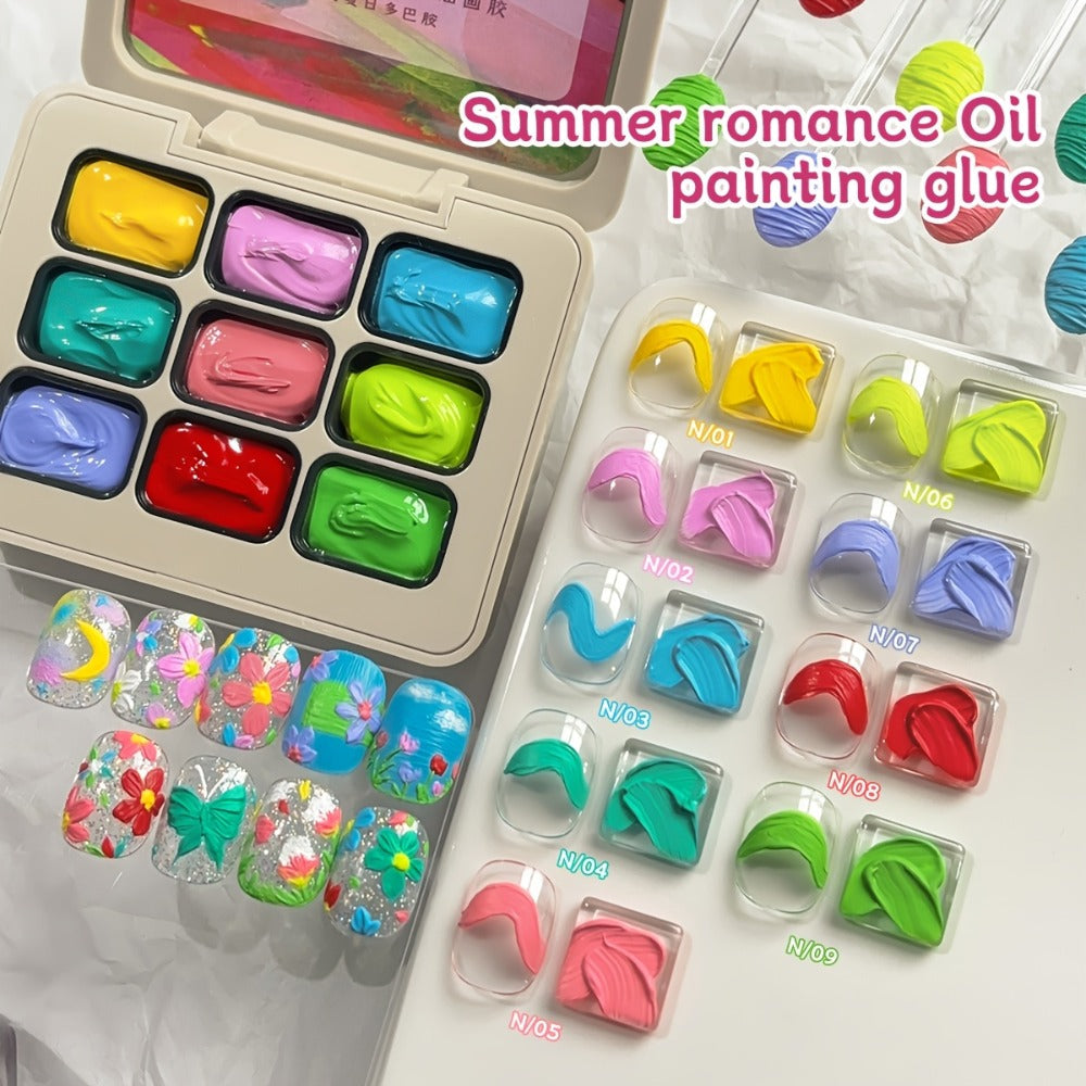 Gel Nail Polish Set with MORDDA Label, 9 Romantic Summer Dopamine Gel Colors in Nine-Grid Set