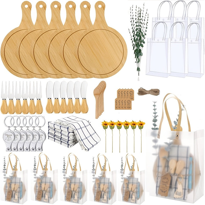 Pizza Board Gift Set with Knives Spoons Gift Bag and Kitchen Towel - Charcuterie Cheese Board Set for Bridal Shower Party Favor