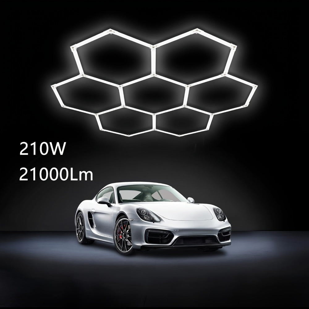 LED Hexagonal Garage Light 6500K, Super Bright Daylight White Shop Light 42W, 620W for Auto Detailing
