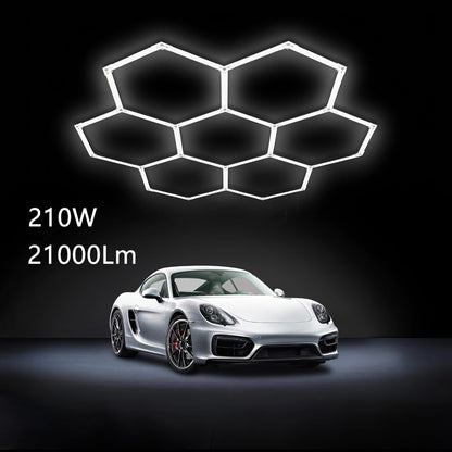 LED Hexagonal Garage Light 6500K, Super Bright Daylight White Shop Light 42W, 620W for Auto Detailing