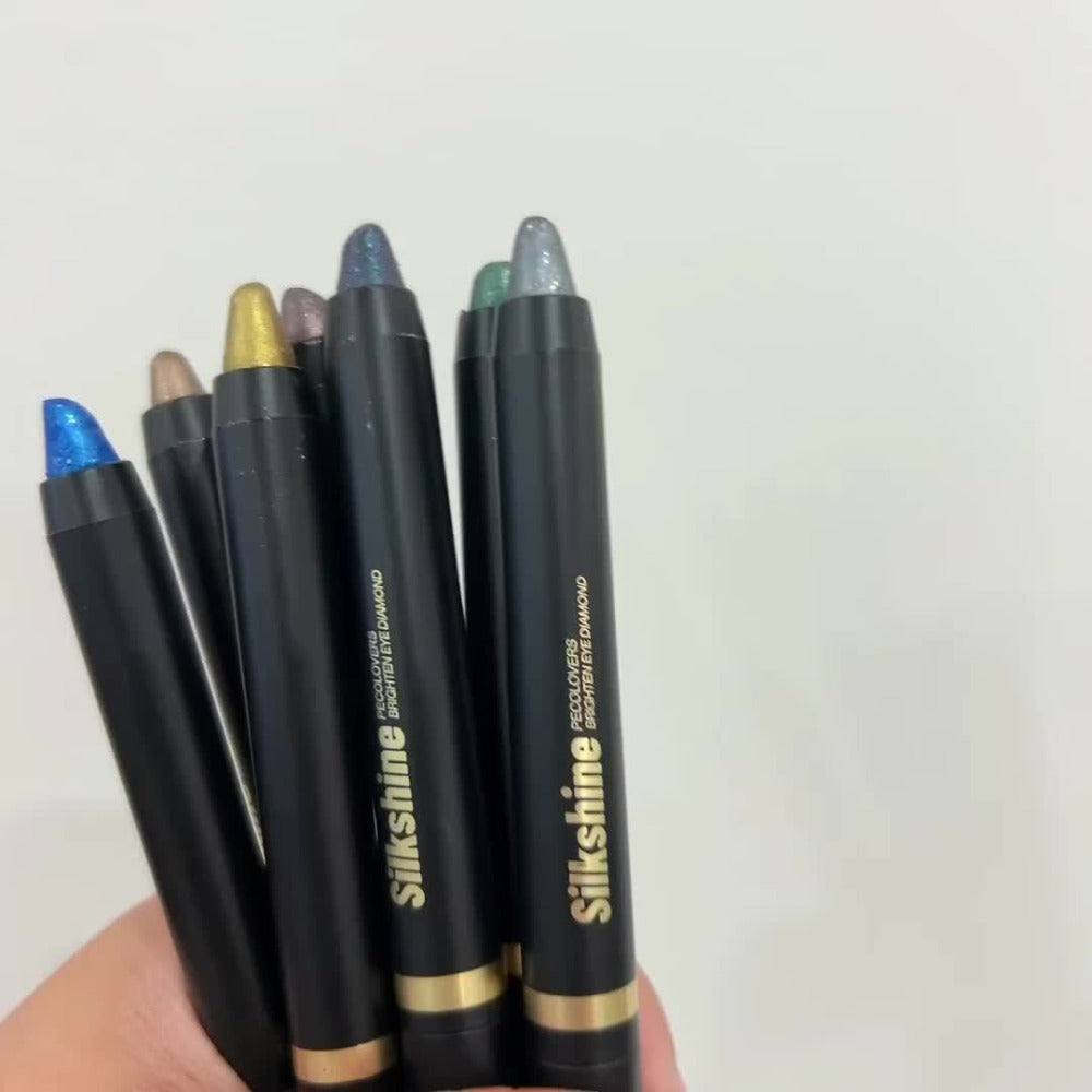 Shimmer Glitter Eyeshadow Stick Set 6 Pcs Dual-Tipped Eye Pencil with Blending Brush Creamy, for Makeup, Travel and Everyday Vanity Use