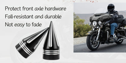 CNC Spike Motorcycle Front Axle Nut Covers Caps 3.6" – Fits Harley Touring Street Glide Road King Electra Glide Tri Glide 2008-Later