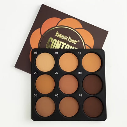 Matte Contour Palette 9 Colors Face Contouring Bronzer Kit Deep Brown Tones Buildable Blendable Multi-Use Professional Sculpting Makeup
