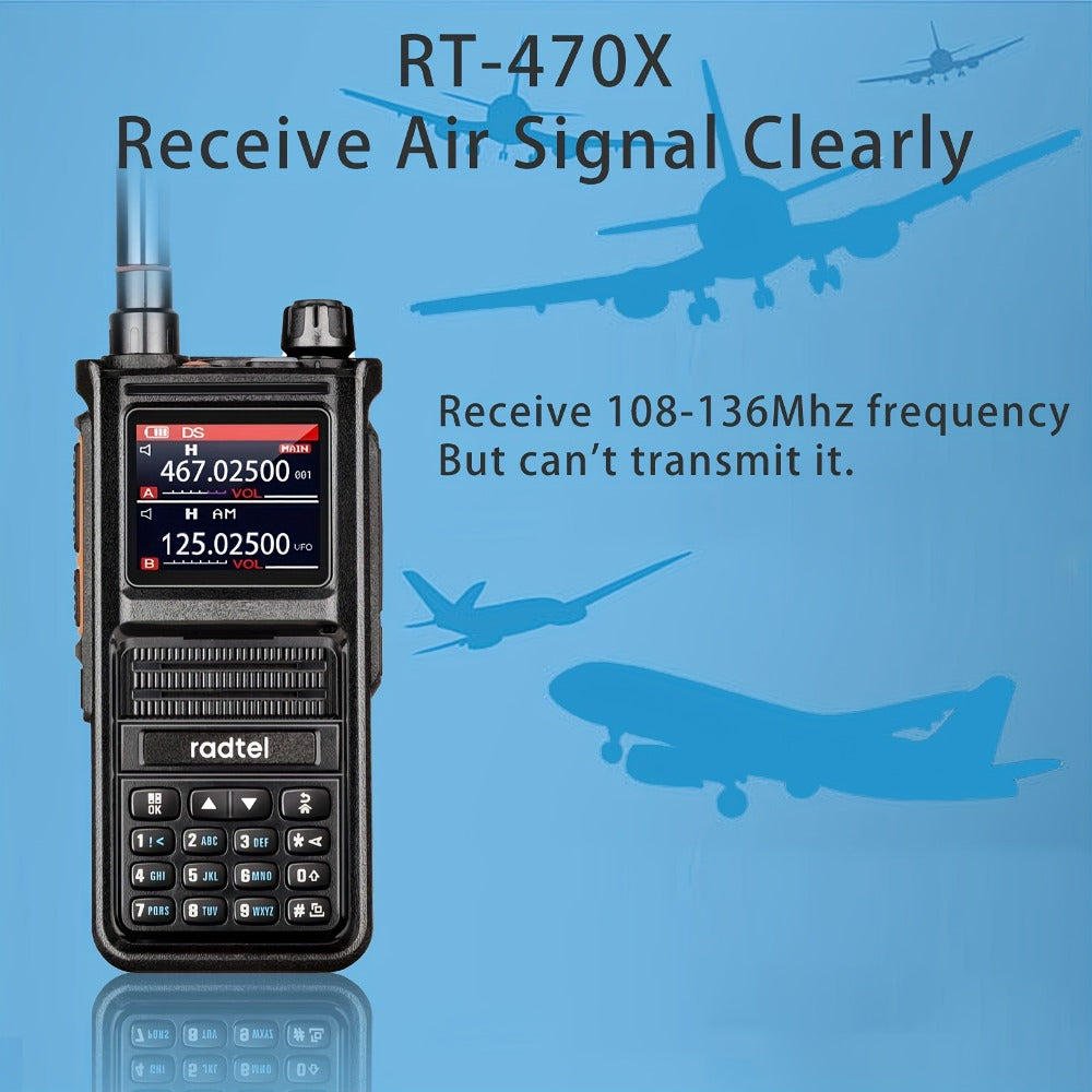 Radtel RT-470X Tri-Band Walkie Talkie 256CH, Aviation Air Band Two Way Radio with NOAA Weather & Marine