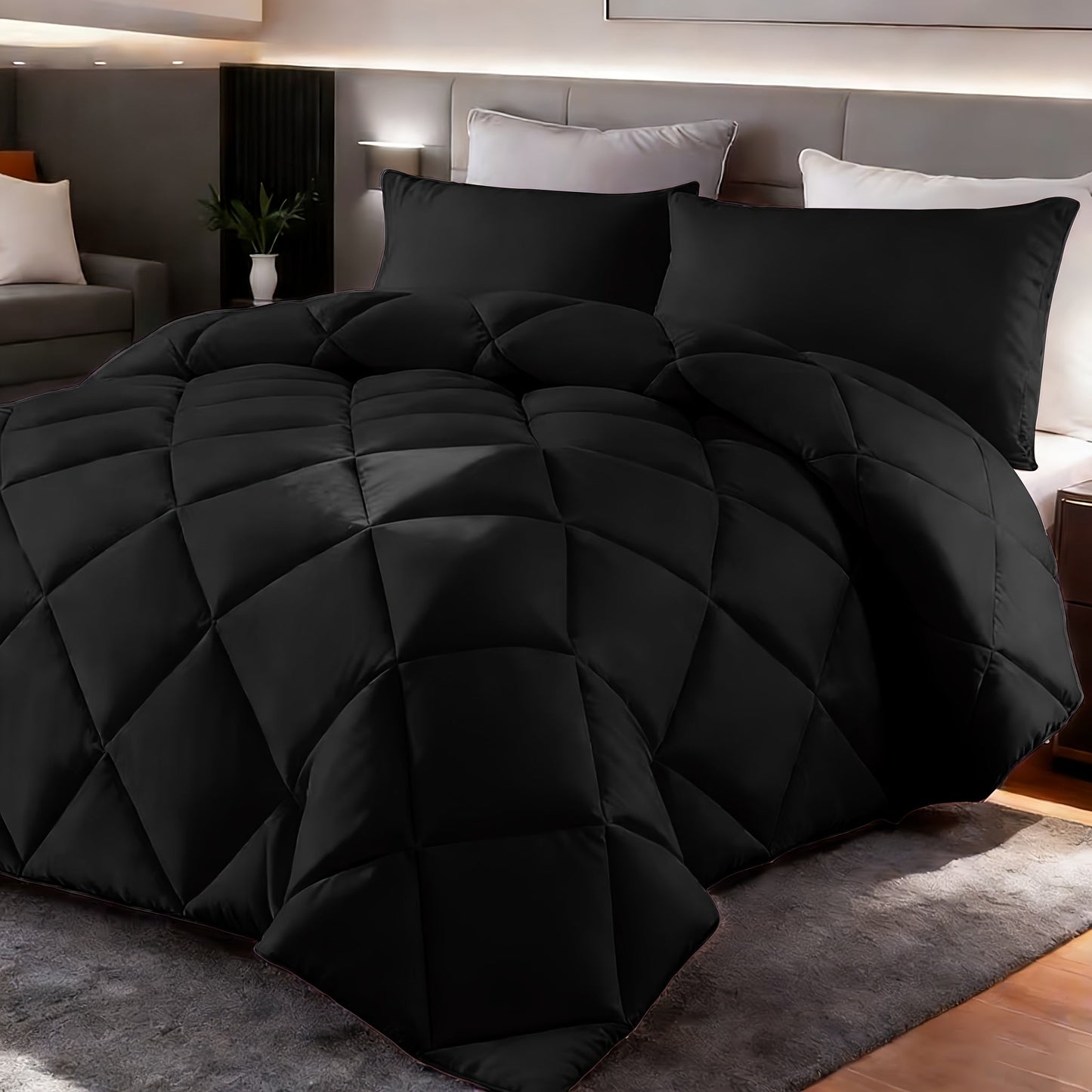 Comforter Set 2-3 Piece Rhombus Grid Luxury – Soft Lightweight Breathable Oversized Bedding Set with Pillowcases