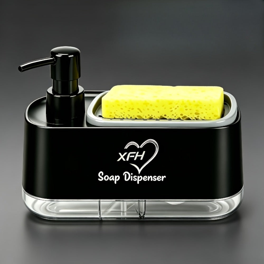 Soap Dispenser with Sponge Holder 2-in-1 – Countertop Dish Soap Pump Dispenser and Sponge Caddy for Kitchen Sink