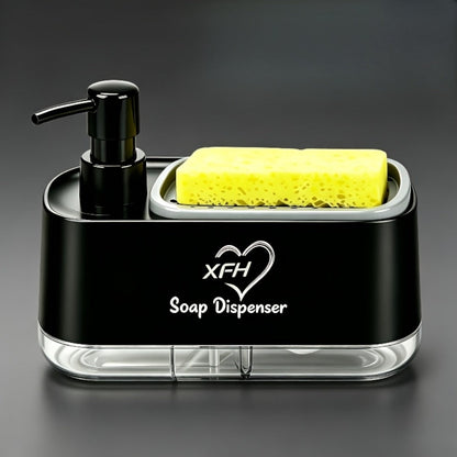 Soap Dispenser with Sponge Holder 2-in-1 – Countertop Dish Soap Pump Dispenser and Sponge Caddy for Kitchen Sink