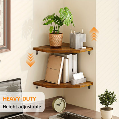 Floating Corner Wall Shelf 5-Sided Wall Mounted Storage Rack – Modern Display Unit for Bathroom, Kitchen, Bedroom & Living Room – Set of 2