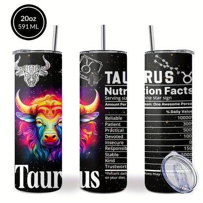 Insulated Tumbler 20oz Zodiac Horoscope 304 Stainless Steel with Lid, Straw and 12 Sign Choices