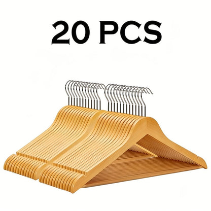 Premium Wooden Hangers with 360° Rotatable Hook & Shoulder Grooves | Slim Durable Wood Coat Suit Hangers | 10 20 30 Pack Closet Organizer