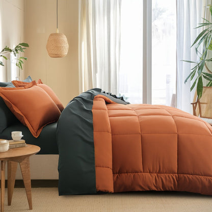 7 Piece Comforter Set Luxury Soft Fluffy Bedding All Season Bed in a Bag with Comforter Fitted Sheet Flat Sheet Pillowcases Hypoallergenic