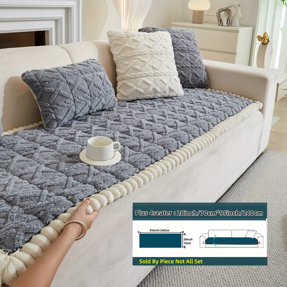 Sofa Cover Bohemian Quilted Shu Velveteen Panels with Ruffles and Design in Five Colors with Model-Specific Size and Color Options