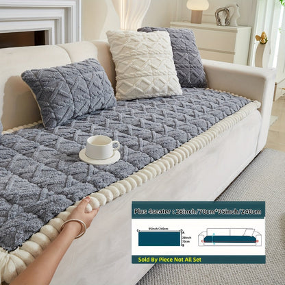 Sofa Cover Bohemian Quilted Shu Velveteen Panels with Ruffles and Design in Five Colors with Model-Specific Size and Color Options