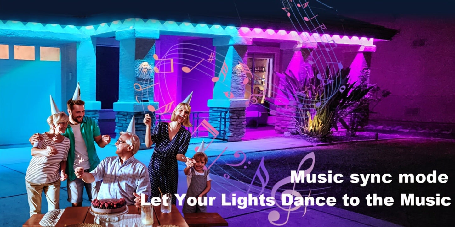 Permanent Outdoor Lights RGB LED Eave Lights with App & Remote Control, Music Sync, Timer, Triangular Lens Effect