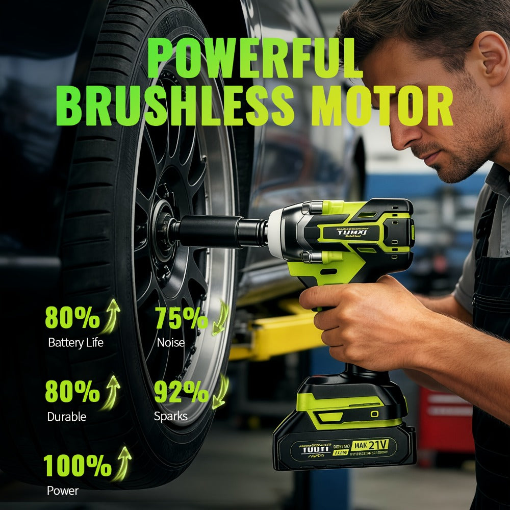 Cordless Impact Wrench Brushless Motor 3-in-1 High Torque, Rechargeable Battery, Design, Variable Speed