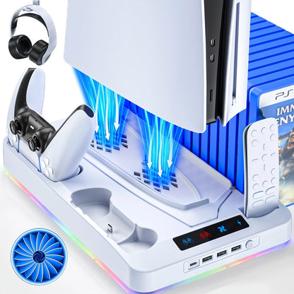 PS5 Cooling Stand with 16 Game Slots & LED Light for an Everyday Personal Care Routine, with the Listed Configuration