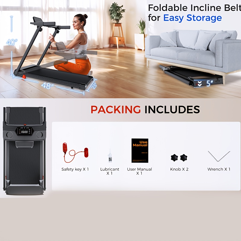 Folding Treadmill 3-in-1 with 14% Auto Incline & Handle – 3.0HP Quiet Walking Pad for Home, 300LBS Capacity