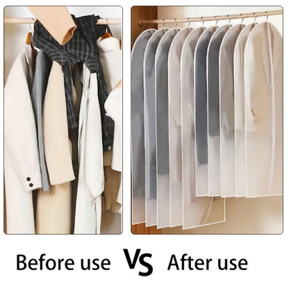 Garment Bags 10 Pack Waterproof Transparent – Hanging Clothes Storage Bags with Full Zipper for Wardrobe, Travel & Closet Organization