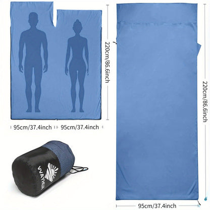 Sleeping Bag Liner for Adults – Two-Way Zipper Sleep Sack with Foot Exposure, Lightweight Portable Travel Sheet for Camping, Hiking