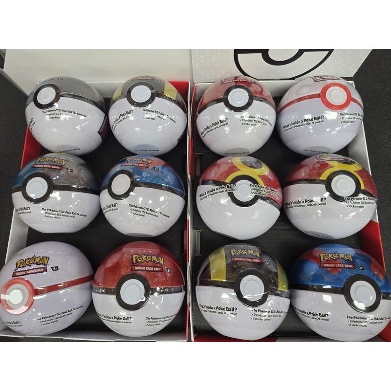 Trading Card Game Random Ball-Shaped Tin with Three Booster Packs and English-Language Contents