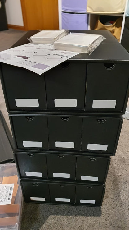 Trading Card Storage Box 12 Drawer with 50 Dividers – Large Cardboard Card Organizer for Sports Cards Baseball Pokemon TCG Playing Cards