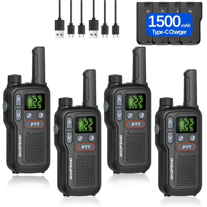 Long Range Walkie Talkies for Adults, BAOFENG 22 FRS Channels LCD Display VOX Hands-Free, USB-C Rechargeable Li-ion Battery, 2-3 Mile Range