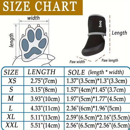 Dog Boots Waterproof Non-Slip Reflective Shoes for Medium & Large Dogs – Soft Wear-Resistant Paw Protector with Safety Reflective Tape
