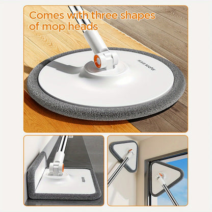Spin Mop and Bucket Set with Wringer, Joybos Hands-Free Self-Wringing Rotating Floor Mop, Sewage Separation Design, 3 Mop Head Types