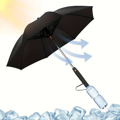 UV Protection Sun & Rain Umbrella with Black Vinyl Coating – 8-Rib Aluminum Frame Windproof Parasol for Outdoor Sun Protection