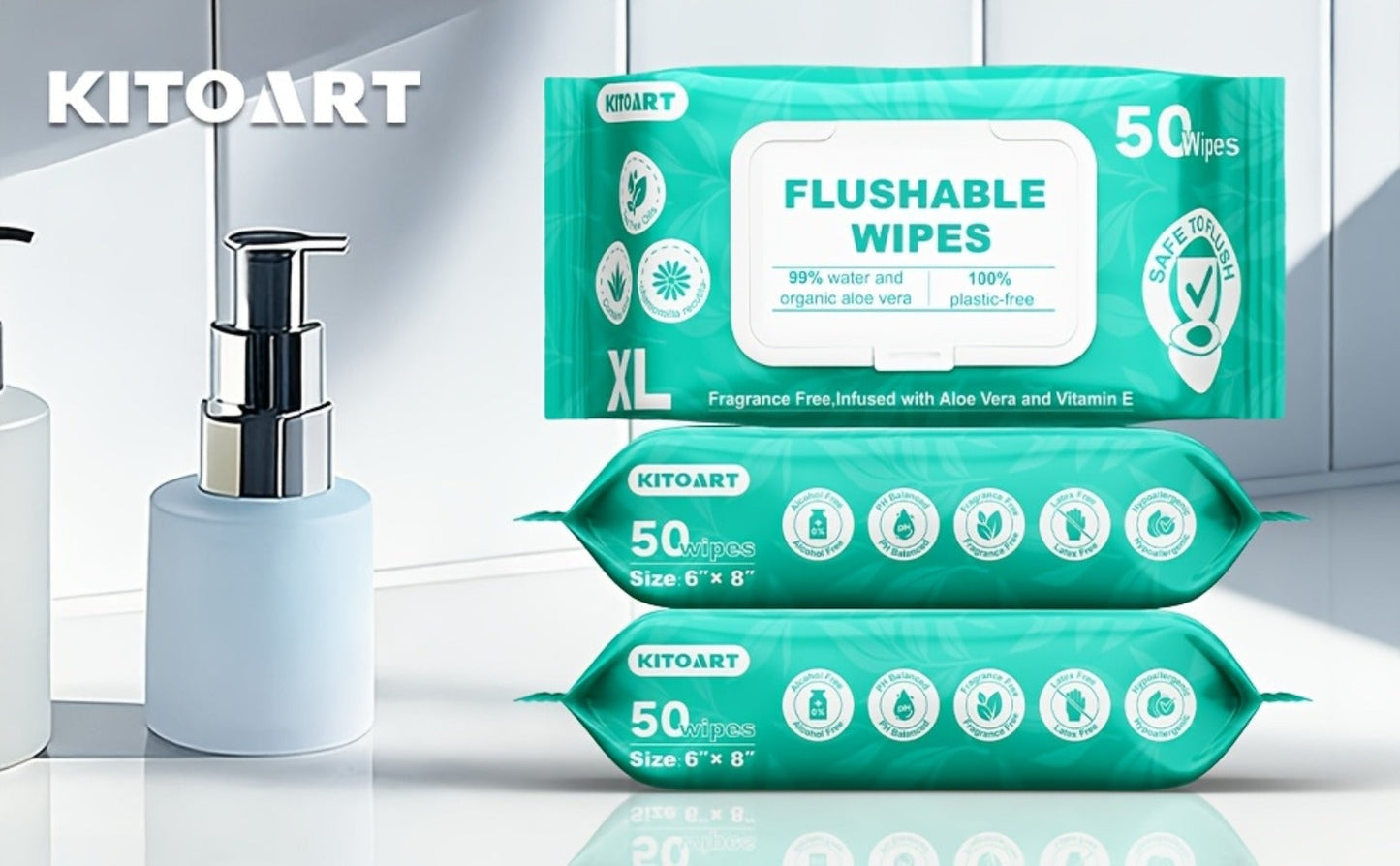 Flushable Wet Wipes Adult XL Unscented No Alcohol Septic Safe Toilet Wipes Portable Family Size for Bathroom Outdoor Camping Travel Hygiene