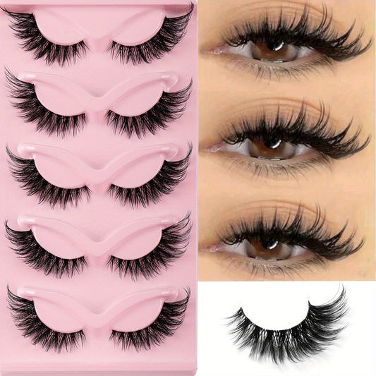 Cat-Eye False Eyelashes Set with 15 Pairs in Three Pink Storage Trays and Clear Lash Bands