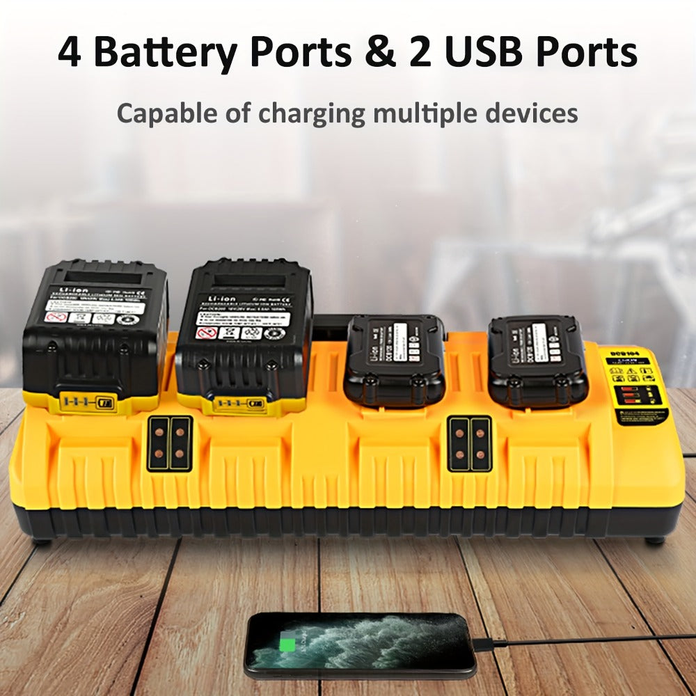 4-Port Dewalt Battery Charger DCB104 12V 20V Max 2 USB Ports for Entryways, Bedrooms and Living Spaces