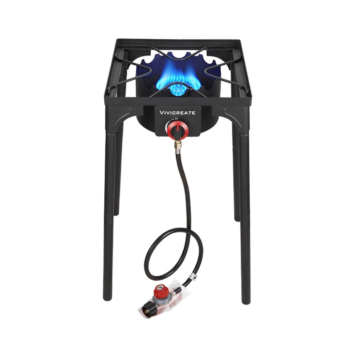 Propane Camping Stove Cast Iron 1, 2 or 3 Burner with Detachable Legs, 20 PSI High-Pressure Regulator