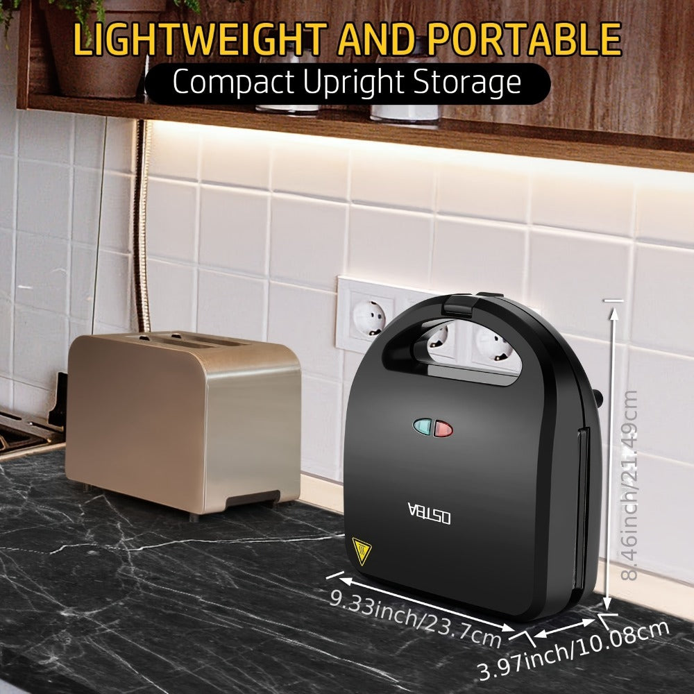 OSTBA 3-in-1 Sandwich Maker Panini Press Waffle Iron 750W Removable Non-Stick Plates for Grilling, Camping and Outdoor Meals