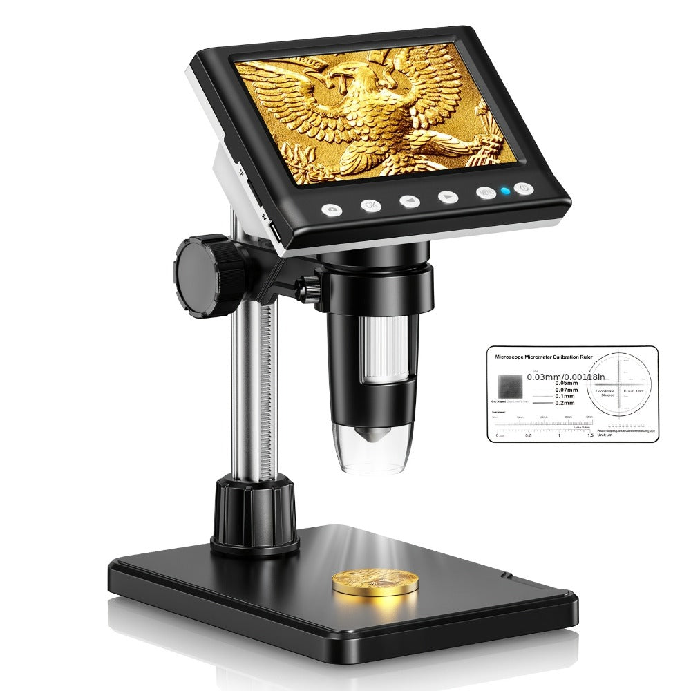 Digital Coin Microscope 4.3 Inch IPS Screen for Adults Coin Magnifier with 8 LED Lights 32GB for an Everyday Personal Care Routine