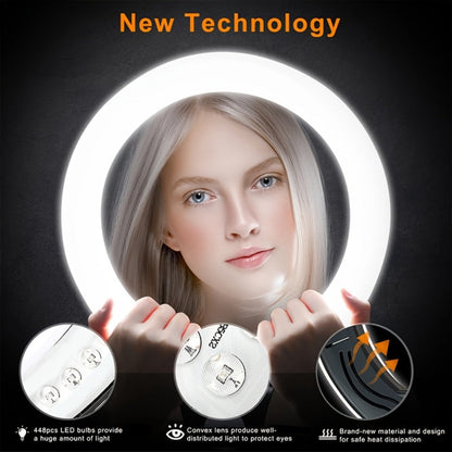 10- or 18-Inch Ring Light with Cable Power, Adjustable Brightness and Desktop or Floor Stand Options