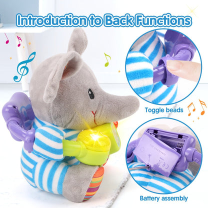 Musical Elephant Plush Toy with Music & Light, Soothing Stuffed Animal for Baby Toddler Boys Girls