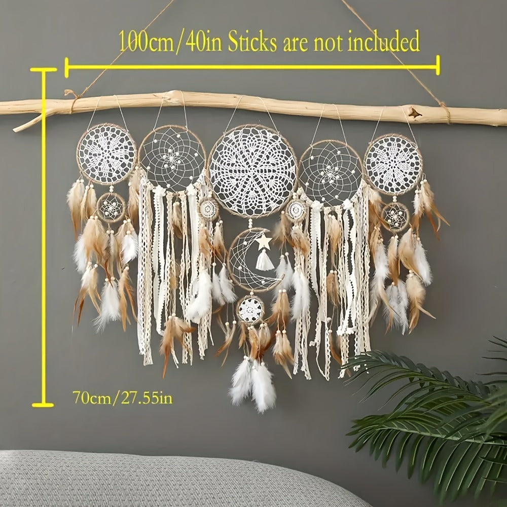 Dream Catcher Wall Decor 5 Pack Large Handmade Boho Dream Catchers Moon Sun Wall Hanging for Entryways, Bedrooms and Living Spaces