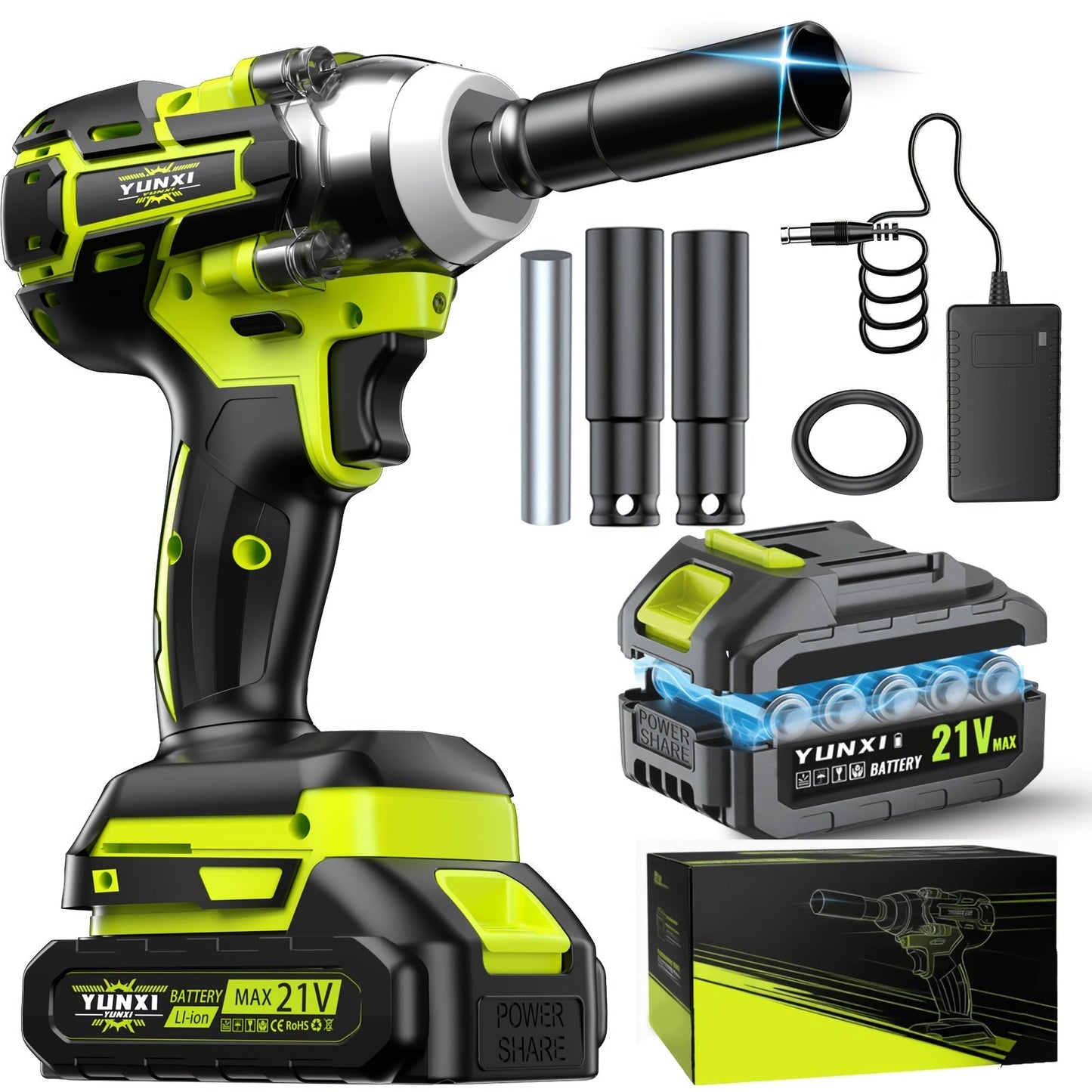 Cordless Impact Wrench Brushless Motor 3-in-1 High Torque, Rechargeable Battery, Design, Variable Speed