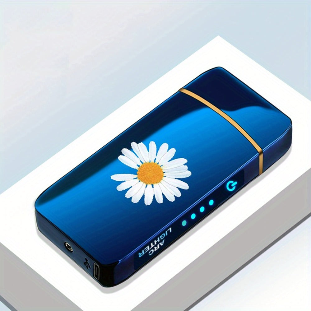 Flip-Top Dual-Arc Electric Lighter with Power Display in 12 Black or Blue Artwork Options Pictured