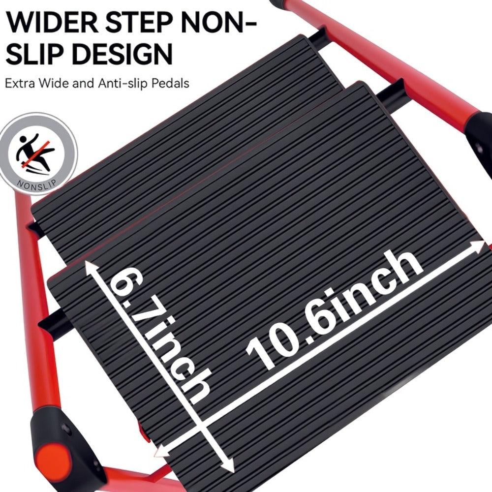 Folding Step Ladder 3 5 Step Steel Anti-Slip Wide Treads Handrail Safety Lock Portable for Home Cooking, Dining and Outdoor Meals