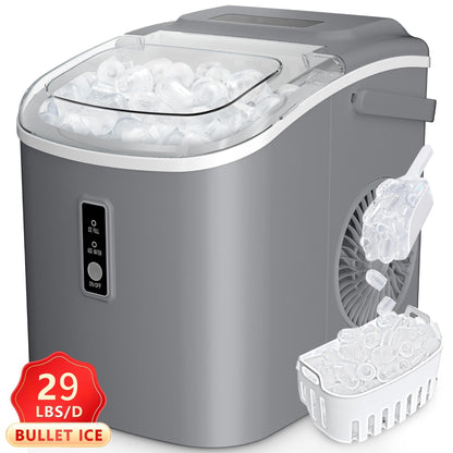 Self-Cleaning Ice Maker Countertop 8 Cubes in 6 Minutes, 2 Ice Sizes S/L, 26-Per Day, Smart ICE FULL & ADD WATER Indicators